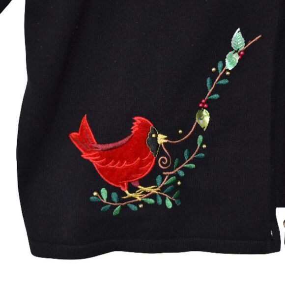 Vintage 90s Classic Elements Grandma Black Cardigan Birds Sz 22 XL - Picture 5 of 7